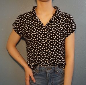 i joah Heart Cropped Collared Shirt
